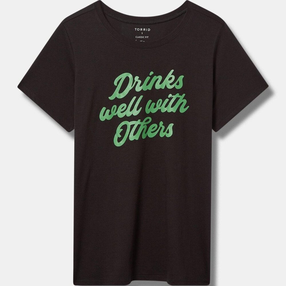 ❤️NWT TORRID ST PATRICK'S DAY "DRINKS WELL WITH OTHERS" TEE - PLUS SIZE